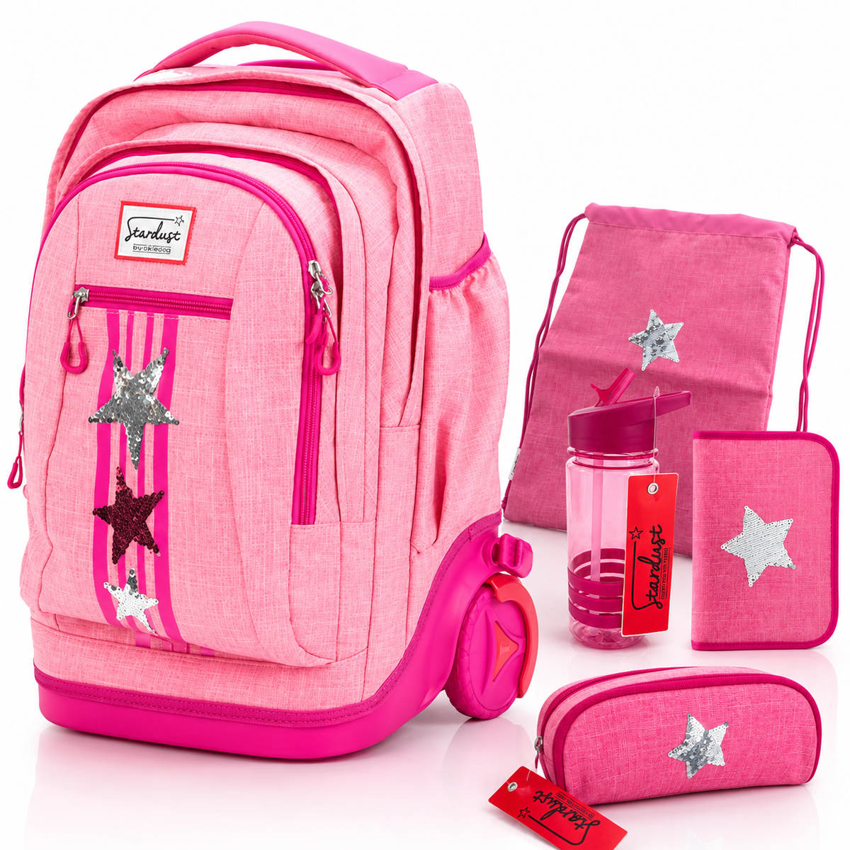 okiedog Stardust Detailansicht des Stardust Schulrucksacks mit Sternen