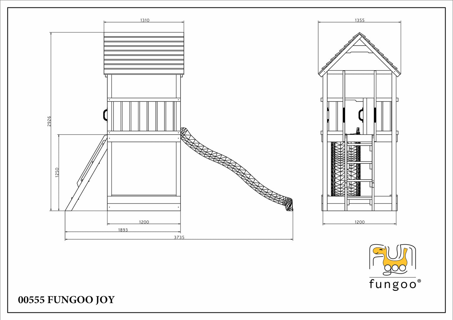 Fungoo Spielturm JOY inkl. Rutsche, Leiter und Sandkasten