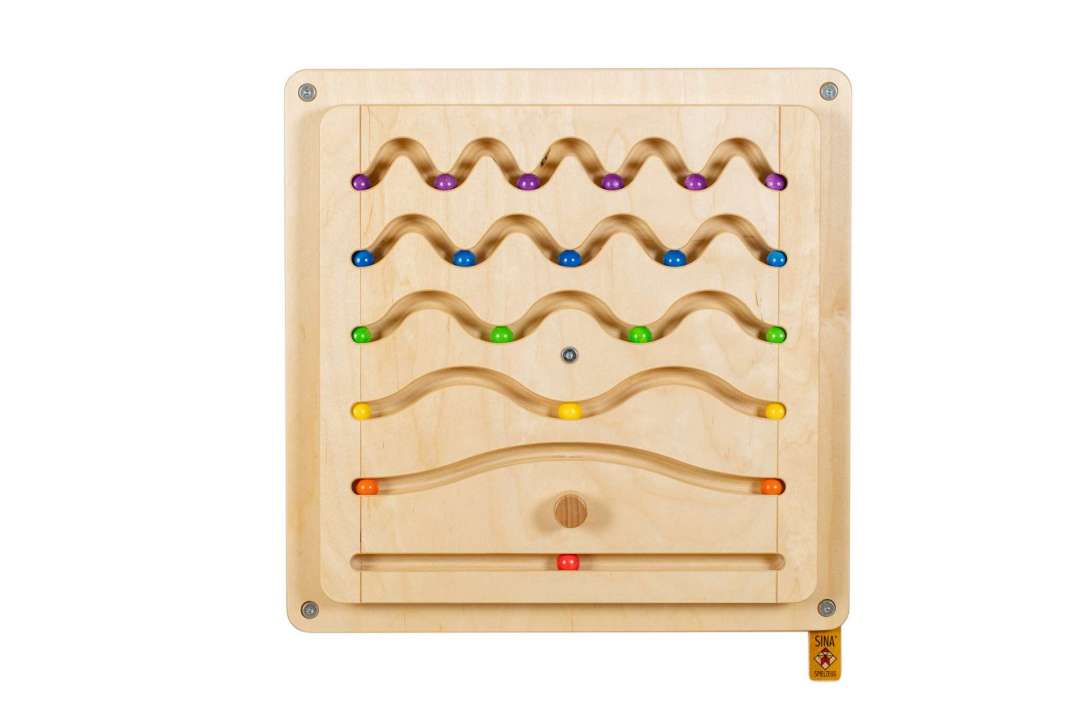 SINA Wandspiel Kugelwelle mit bunten Holzkugeln