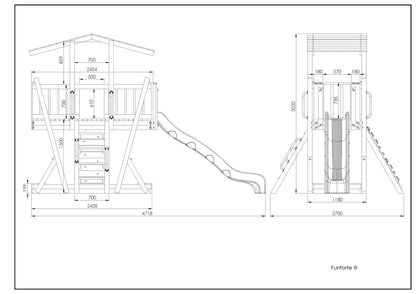 FunForte III – Spielturm mit Dach und Sandkasten – Produktbild 10280_Funforte_III_size