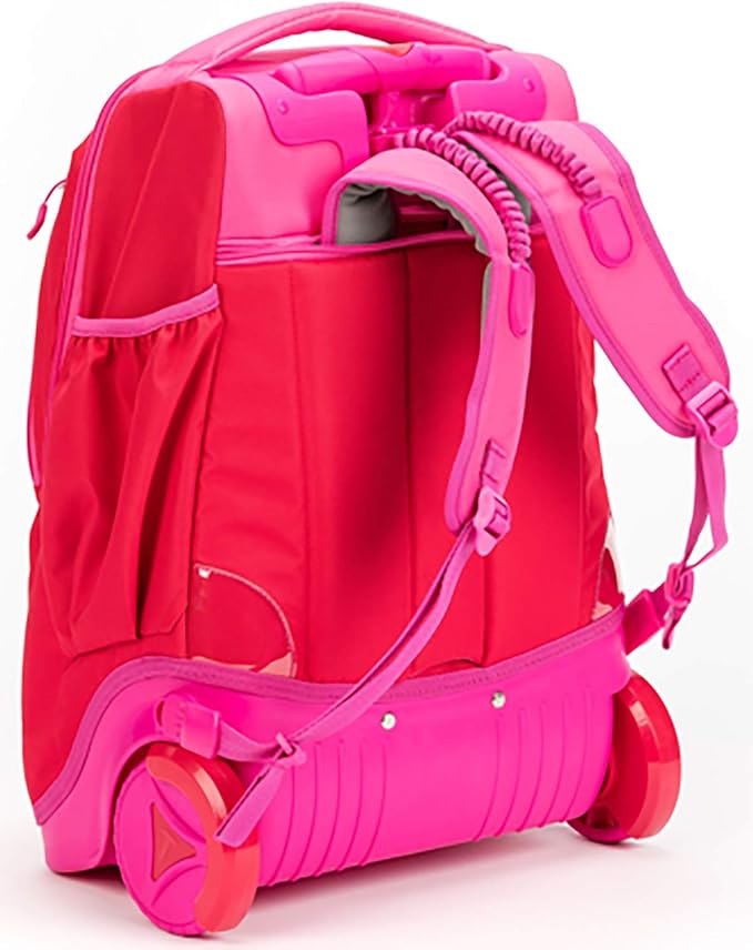 okiedog Stardust Seitenansicht des rosa Schulrucksacks mit Schmetterlingen