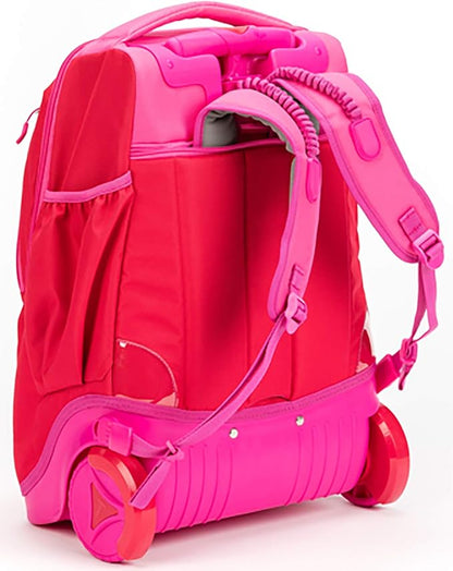 okiedog Stardust Seitenansicht des rosa Schulrucksacks mit Schmetterlingen