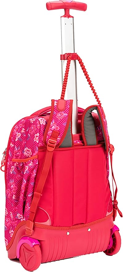 okiedog Stardust Seitenansicht des rosa Schulrucksacks mit Blumen