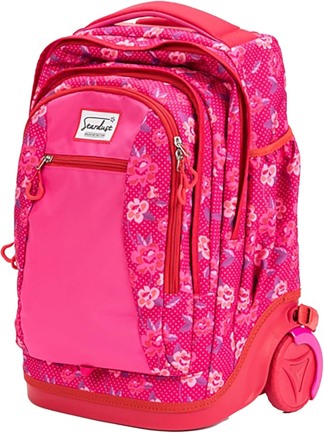 okiedog Stardust Schulrucksack-Trolley mit Blumenmuster, rosa