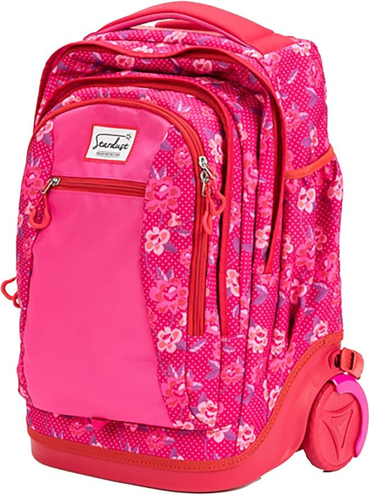 okiedog Stardust Schulrucksack-Trolley mit Blumenmuster, rosa