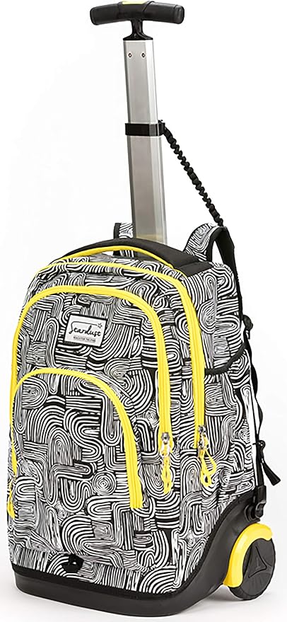 okiedog Stardust Seitenansicht des schwarz-weiß gestreiften Schulrucksacks
