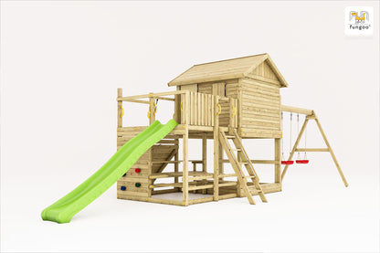 Fungoo Aloha Spielturm mit Rutsche und Spielhaus