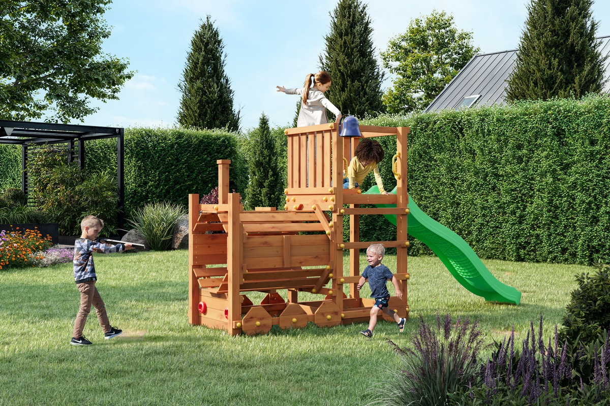 Fungoo Loco Spielhaus-Zug mit Kindern