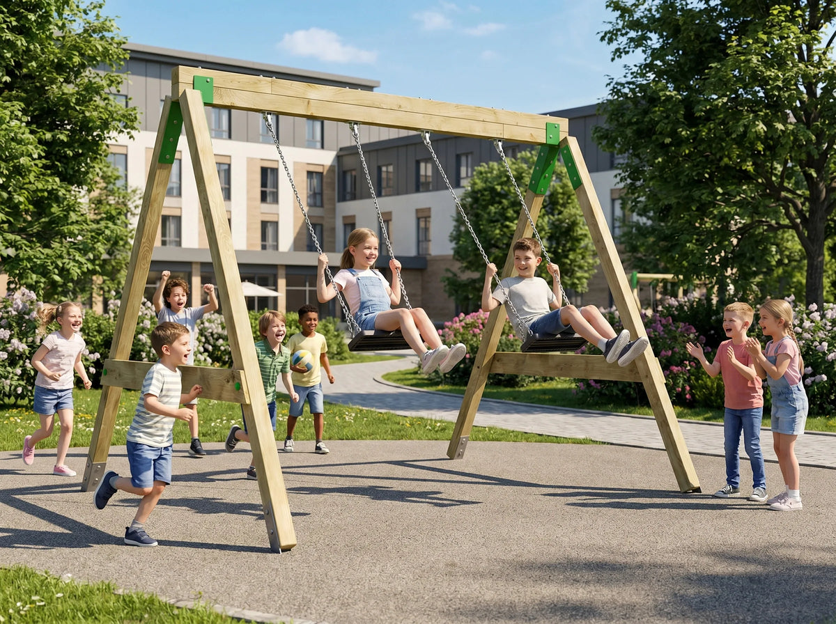 FunForte Swing II – Doppelschaukel für öffentliche Spielplätze – Produktbild S-10015-P-K_FF-Swing_0153