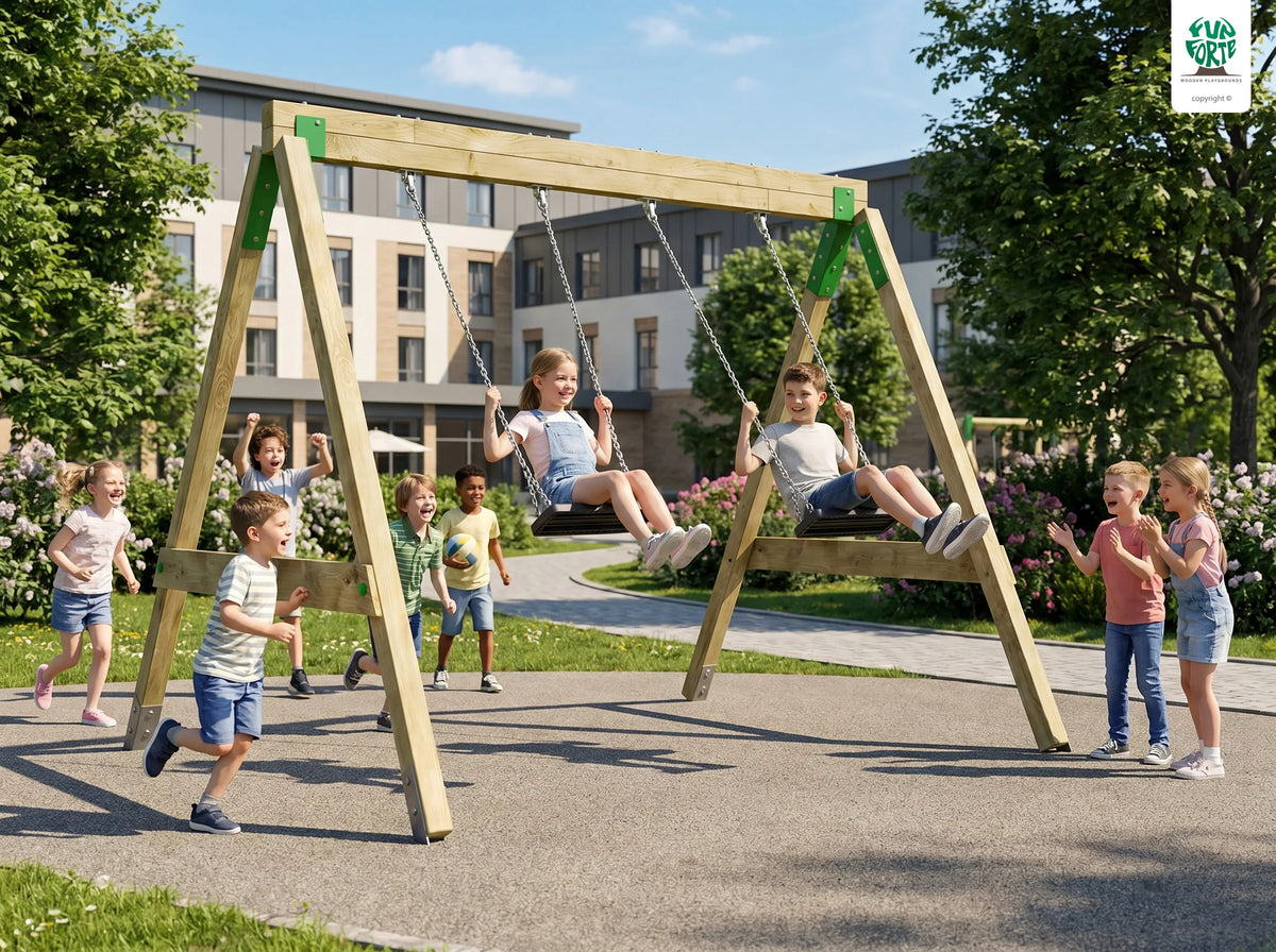 FunForte Swing II – Doppelschaukel für öffentliche Spielplätze – Produktbild S-10015-P-K_FF-Swing_0154