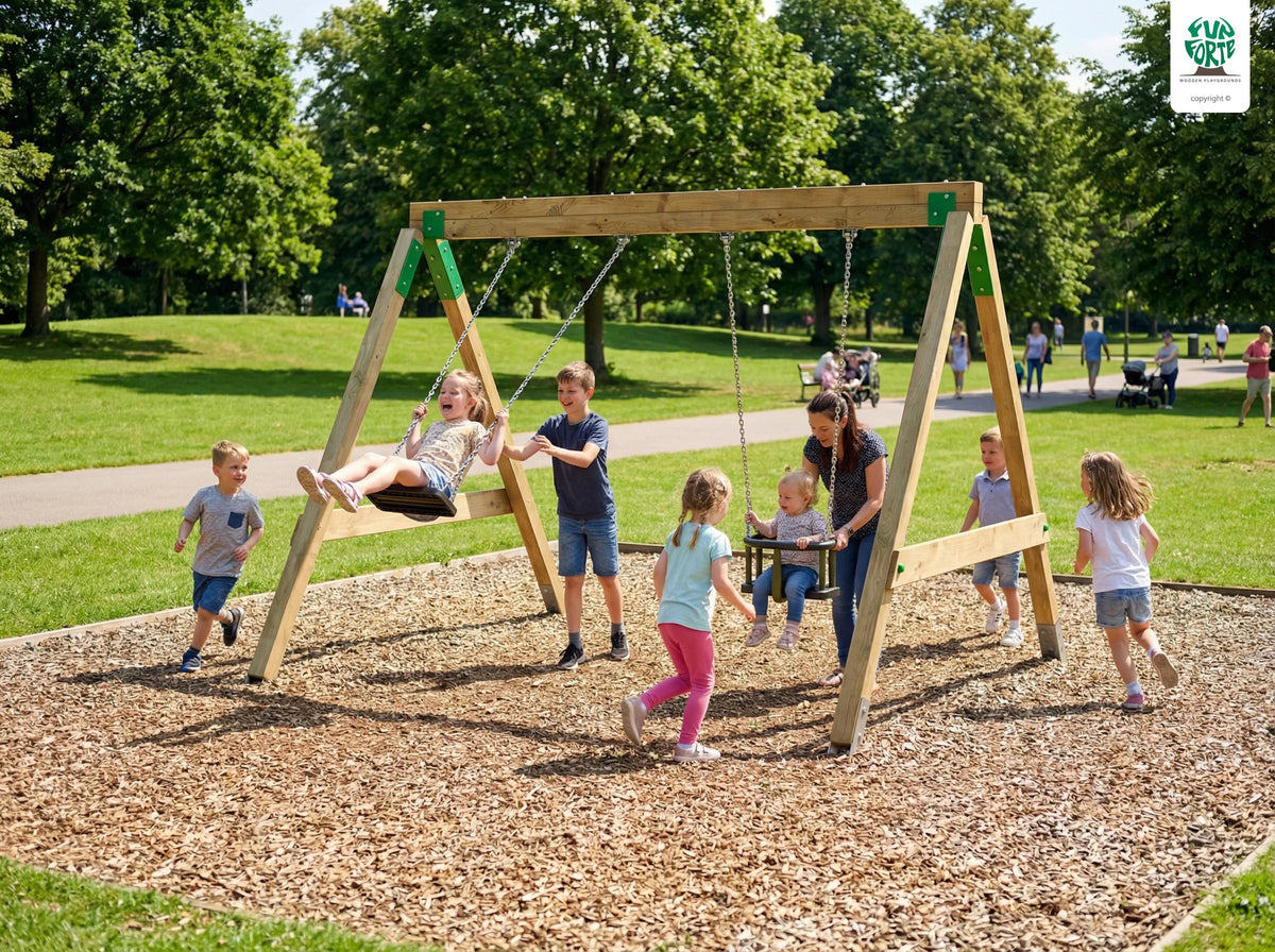 FunForte Swing II – Doppelschaukel für öffentliche Spielplätze – Produktbild S-10015-P-K_FF-Swing_0168