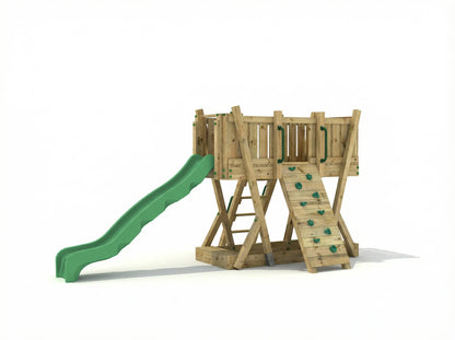 FunForte I – Spielturm mit Rutsche – Produktbild T-10270-P-K-XD_FF_Tower1_KDI_DeepGreen_Slide_0141