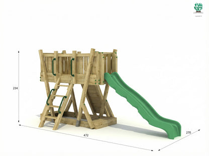 FunForte I – Spielturm mit Rutsche – Produktbild T-10270-P-K-XD_FF_Tower1_KDI_DeepGreen_Slide_0149