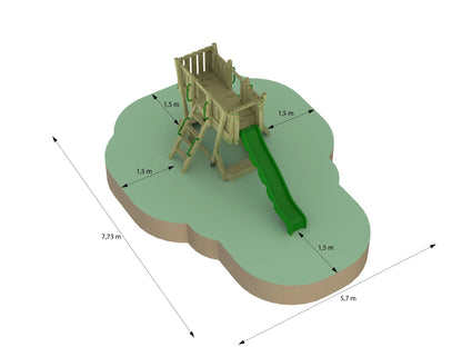 FunForte I – Spielturm mit Rutsche – Produktbild T-10270-P-K-XD_FF_Tower1_KDI_DeepGreen_Slide_0152