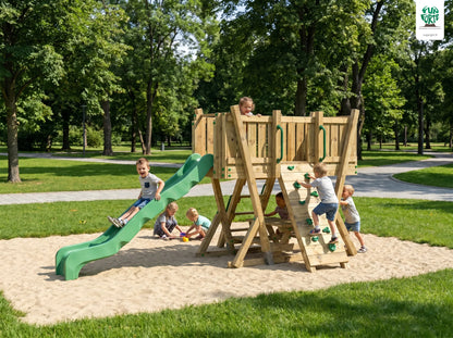 FunForte II – Spielturm mit Rutsche – Produktbild T-10275-P-K-XD_FF_Tower2_KDI_DeepGreen_Slide_0_86