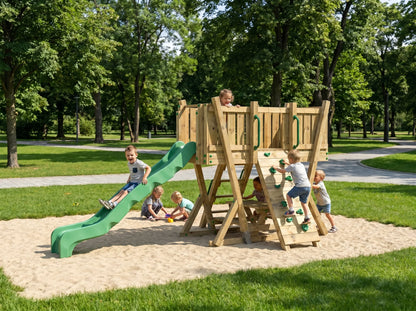 FunForte II – Spielturm mit Rutsche – Produktbild T-10275-P-K-XD_FF_Tower2_KDI_DeepGreen_Slide_0_87