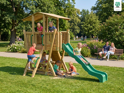 FunForte IV – Spielturm mit Dach und Picknicktisch – Produktbild T-10285-P-K-XD_FF_Tower4_KDI_DeepGreen_Slide_0_16