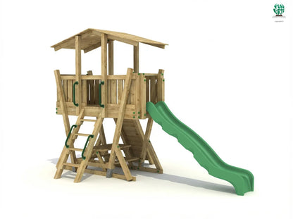 FunForte IV – Spielturm mit Dach und Picknicktisch – Produktbild T-10285-P-K-XD_FF_Tower4_KDI_DeepGreen_Slide_0_44
