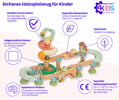 Construct4Kids Klang-Kugelbahn – geprüfte Spielzeugsicherheit, EN 71-1, EN 71-2 und EN 71-3, CE, ab 18 Monaten