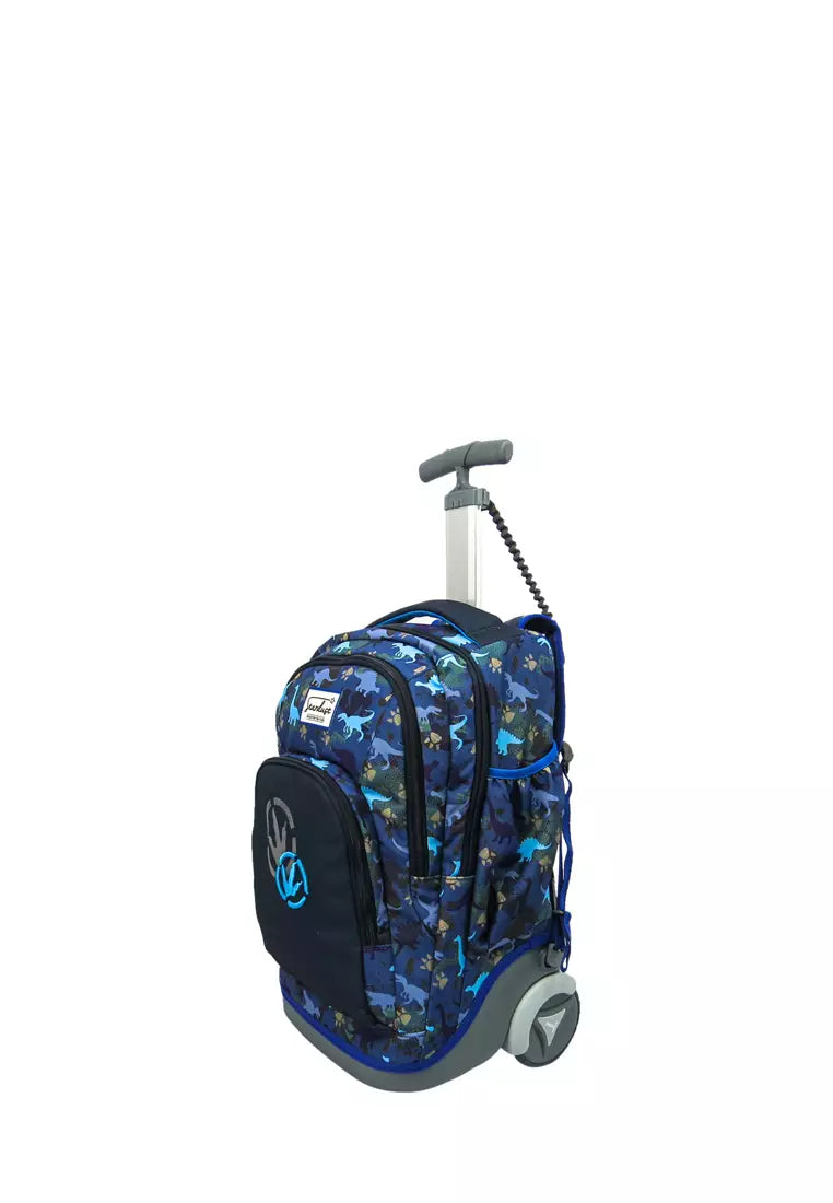 okiedog Stardust Schulrucksack-Trolley mit Dinosauriermuster, blau