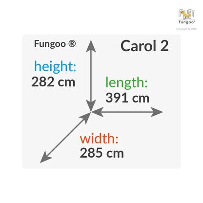 Fungoo Spielturm Carol 2 in der Farbe Grau inkl. Rutsche, Schaukel, Holzdach, Leiter uvm.