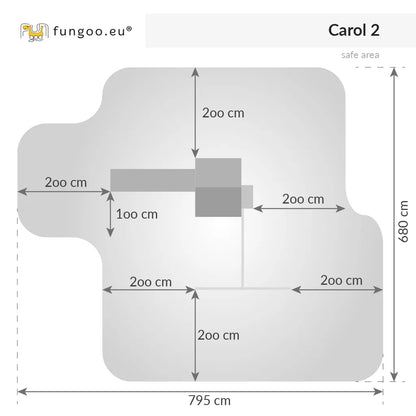 Fungoo Spielturm Carol 2 in der Farbe Grau inkl. Rutsche, Schaukel, Holzdach, Leiter uvm.