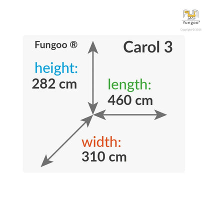 Fungoo Carol 3 in Grau / Weiß, Spielturm mit Rutsche, Schaukel, Holzdach, Kletterwand,  Rampe, Kletterseil uvm.