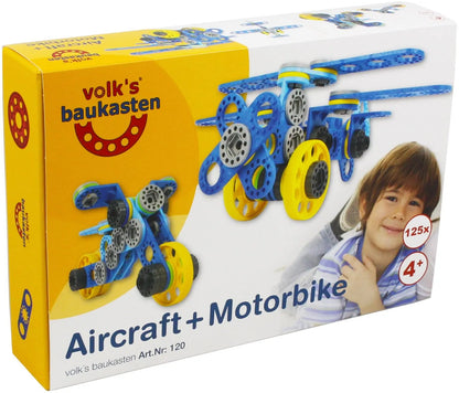 Volk's Baukasten Set Flieger + Motorrad